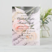 Hochzeitsmusik Light Pink Rose Einladung Hochzeits (Stehend Vorderseite)