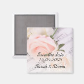 Hochzeitsmusik Light Pink Rose Save the Date Magnet (Vorderseite/Rückseite)