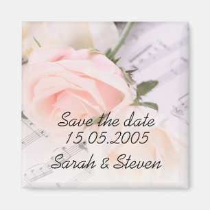 Hochzeitsmusik Light Pink Rose Save the Date Magnet