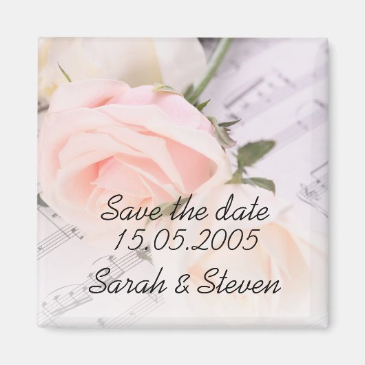 Hochzeitsmusik Light Pink Rose Save the Date Magnet (Vorne)