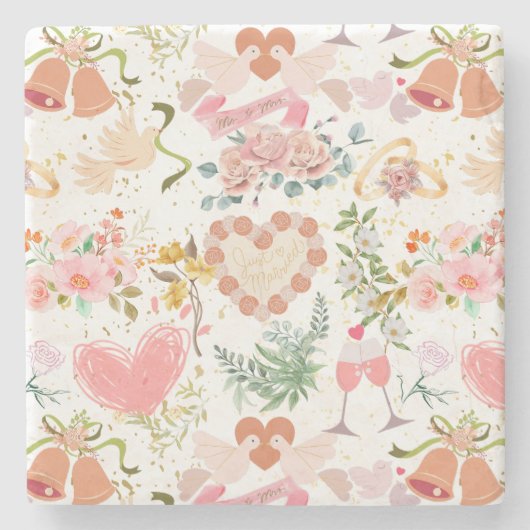 Hochzeitsmuster Steinuntersetzer (Vorderseite)