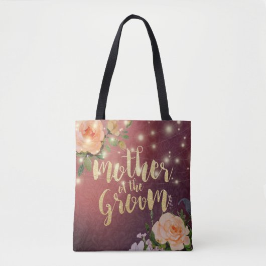 Hochzeitsmutter der Groom Floral String Lights Tasche (Vorderseite)
