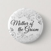 Hochzeitsmutter der Groom Silver Frilly Curls Button (Vorderseite)