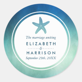 Hochzeitsnacht am Strand von Starfish Runder Aufkleber