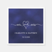 Hochzeitsnacht blau mr Herz Skript einfach Serviette (Vorderseite)