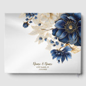 Hochzeitsnacht Blaues Goldenes Blütensilber Gästebuch (Rückseite)