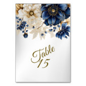 Hochzeitsnacht Blaues Goldenes Blütensilber Tischnummer (Rückseite)