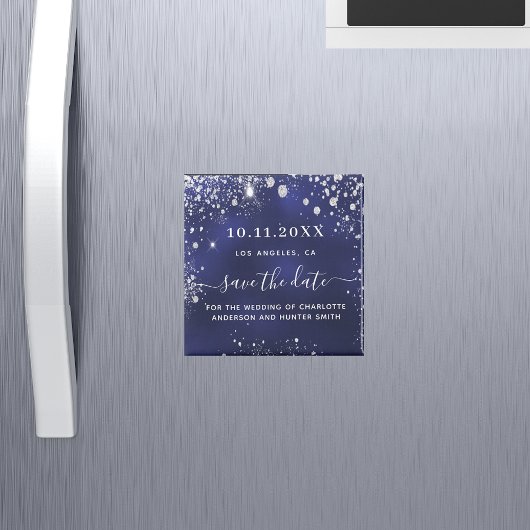 Hochzeitsnacht blaues Silber speichern Dattelmagne Magnet