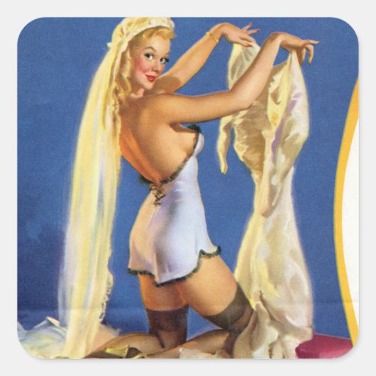 Hochzeitsnacht Button auf Quadratischer Aufkleber (Vorderseite)