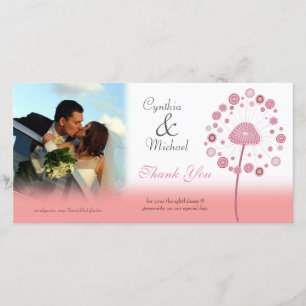 Hochzeitsnacht danke dir Pink Dandelion Foto Card