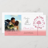 Hochzeitsnacht danke dir Pink Dandelion Foto Card (Vorne/Hinten)