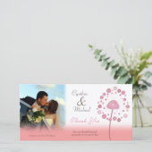 Hochzeitsnacht danke dir Pink Dandelion Foto Card (Stehend Vorderseite)