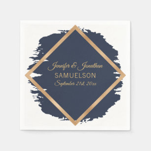 Hochzeitsnacht mit blauem Goldrahmen Serviette