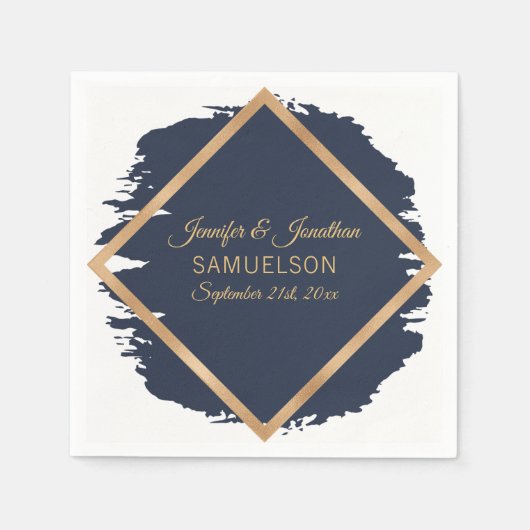 Hochzeitsnacht mit blauem Goldrahmen Serviette (Vorderseite)