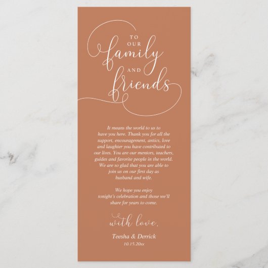 Hochzeitsnacht Platz dank Karte (Vorderseite)