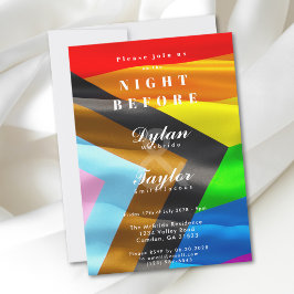 Hochzeitsnacht vor Pride-Flaggentypografie Einladung