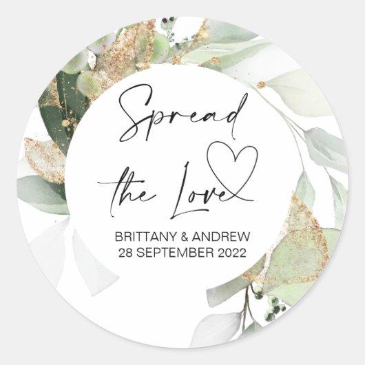 Hochzeitsnadel Gefallen Verbreiten der Liebe Jam E Runder Aufkleber (Vorderseite)