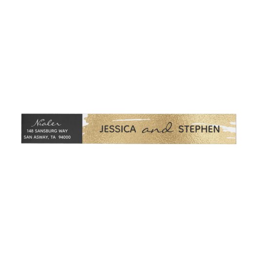 Hochzeitsnadel Wrap Label Elegant Gold & Schwarz (Person)
