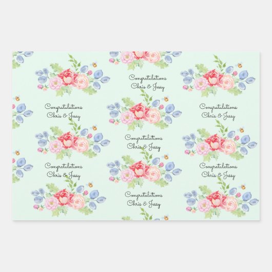 Hochzeitsnahrung für Früchte und Blume Wasserfarbe Geschenkpapier Set (Vorderseite 3)