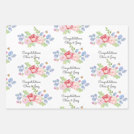 Hochzeitsnahrung für Früchte und Blume Wasserfarbe Geschenkpapier Set (Vorderseite)