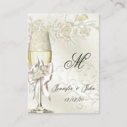 Hochzeitsnahrung Platzkarten Gold Creme Pearl Flor (Rückseite)