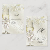 Hochzeitsnahrung Platzkarten Gold Creme Pearl Flor (Vorne/Hinten)