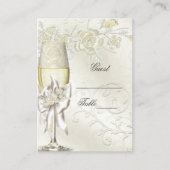 Hochzeitsnahrung Platzkarten Gold Creme Pearl Flor (Vorderseite)