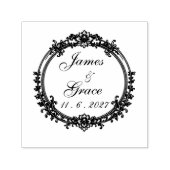 Hochzeitsname & Datum im Vintage-Stil Permastempel (Design)
