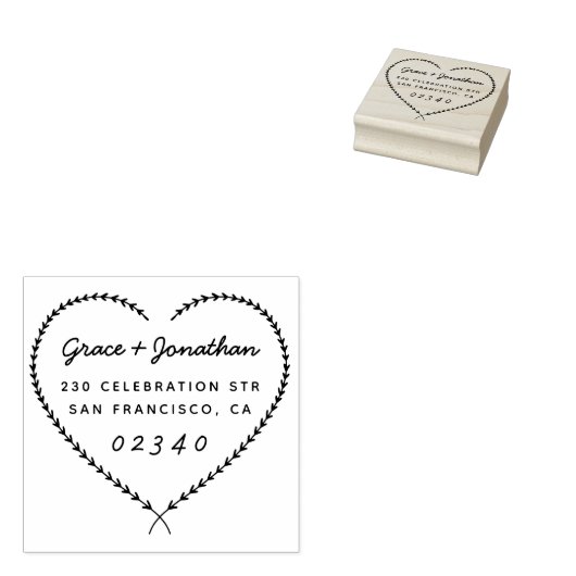 Hochzeitsnamen Herzkranz-Rücksendeadresse Gummistempel (Stempel)
