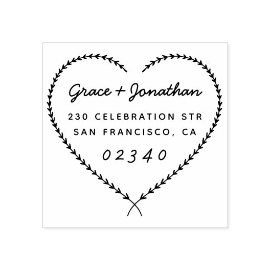 Hochzeitsnamen Herzkranz-Rücksendeadresse Gummistempel (Prägung)