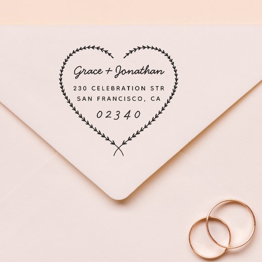 Hochzeitsnamen Herzkranz-Rücksendeadresse Gummistempel