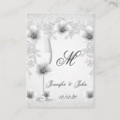 Hochzeitsnamensblossom Platzkarten Weißes Silber R (Rückseite)