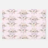 Hochzeitsnamenszusätze weich rosa Rosen 3 Geschenk Geschenkpapier Set (Vorderseite 3)