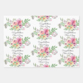 Hochzeitsnamenzugabe Wasserfarbe 3 Hübsch Geschenkpapier Set (Vorderseite)