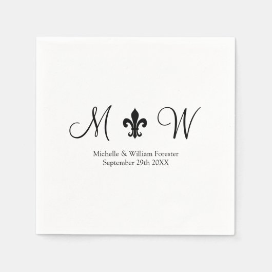 Hochzeitsnapkins in Schwarz-Weiß Serviette (Vorderseite)