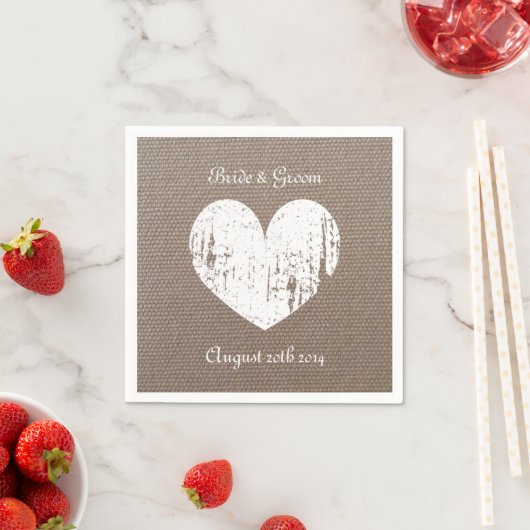 Hochzeitsnapkins mit rustikalem Herz Serviette (Beispiel)