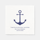 Hochzeitsnautische Ankernacht blaues weißes Papier Serviette (Vorderseite)