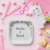 Hochzeitsnetz auf weißem Holz Pappteller (Party)