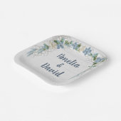 Hochzeitsnetz auf weißem Holz Pappteller (Gewinkelt)