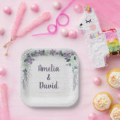 Hochzeitsnetz auf weißem Holz Pappteller (Party)