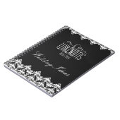 Hochzeitsnotebook Custom Damask Black Notizblock (Linke Seite)
