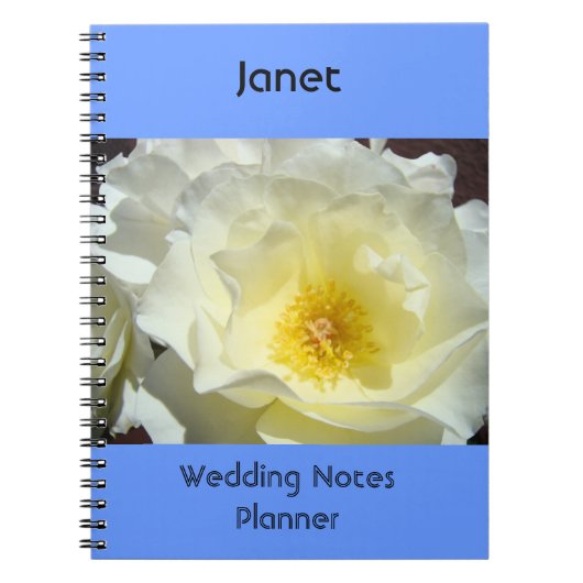 Hochzeitsnotizen Planner Notebook Blue White Rose Notizblock (Vorderseite)