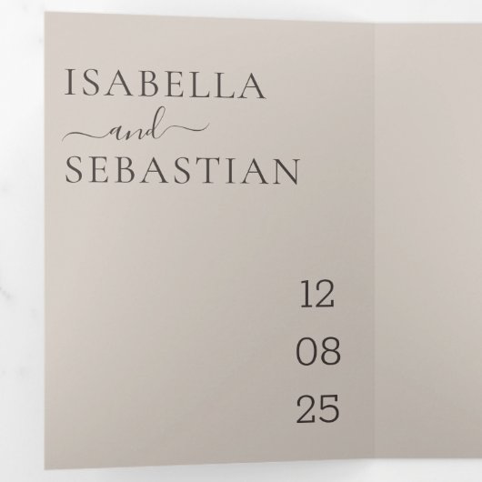 Hochzeitsoft Beige Alle in einem Set freundlich an Dreifach Gefaltete Einladung (Innen Erste Seite)