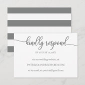 Hochzeitsonline RSVP Card Graue Kalligraphie Karte (Vorne/Hinten)