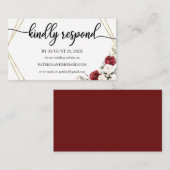 Hochzeitsonline UAWG Burgundy Floral Geometric Begleitkarte (Vorne/Hinten)