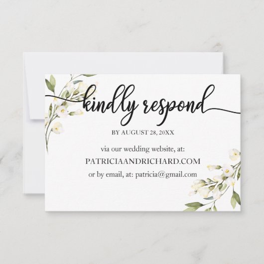Hochzeitsonline UAWG creme White Floral RSVP Karte (Vorderseite)