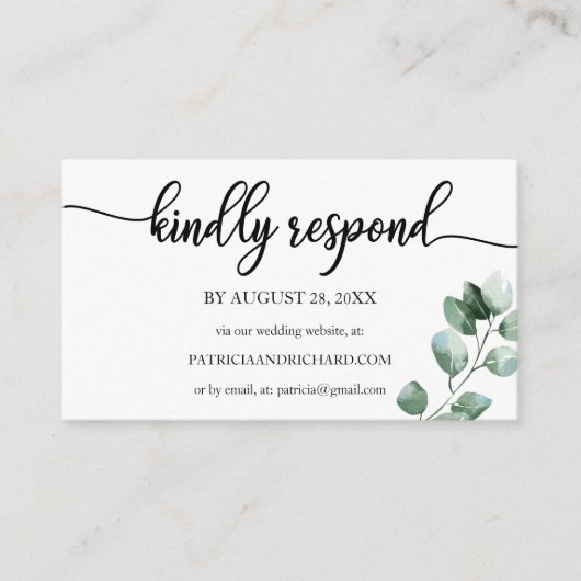 Hochzeitsonline UAWG Greenery Calligraphy Begleitkarte (Vorderseite)
