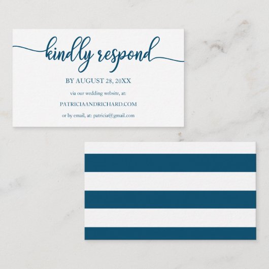 Hochzeitsonline UAWG Ocean Blue Calligraphy Begleitkarte (Vorne/Hinten)