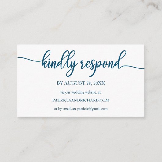 Hochzeitsonline UAWG Ocean Blue Calligraphy Begleitkarte (Vorderseite)