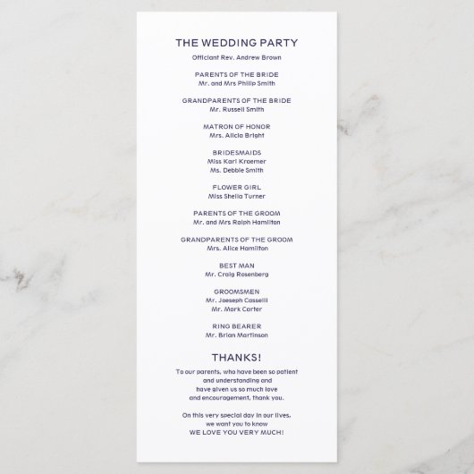 Hochzeitsorden des Dienstprogramms Chic Navy Blue Programm (Rückseite)